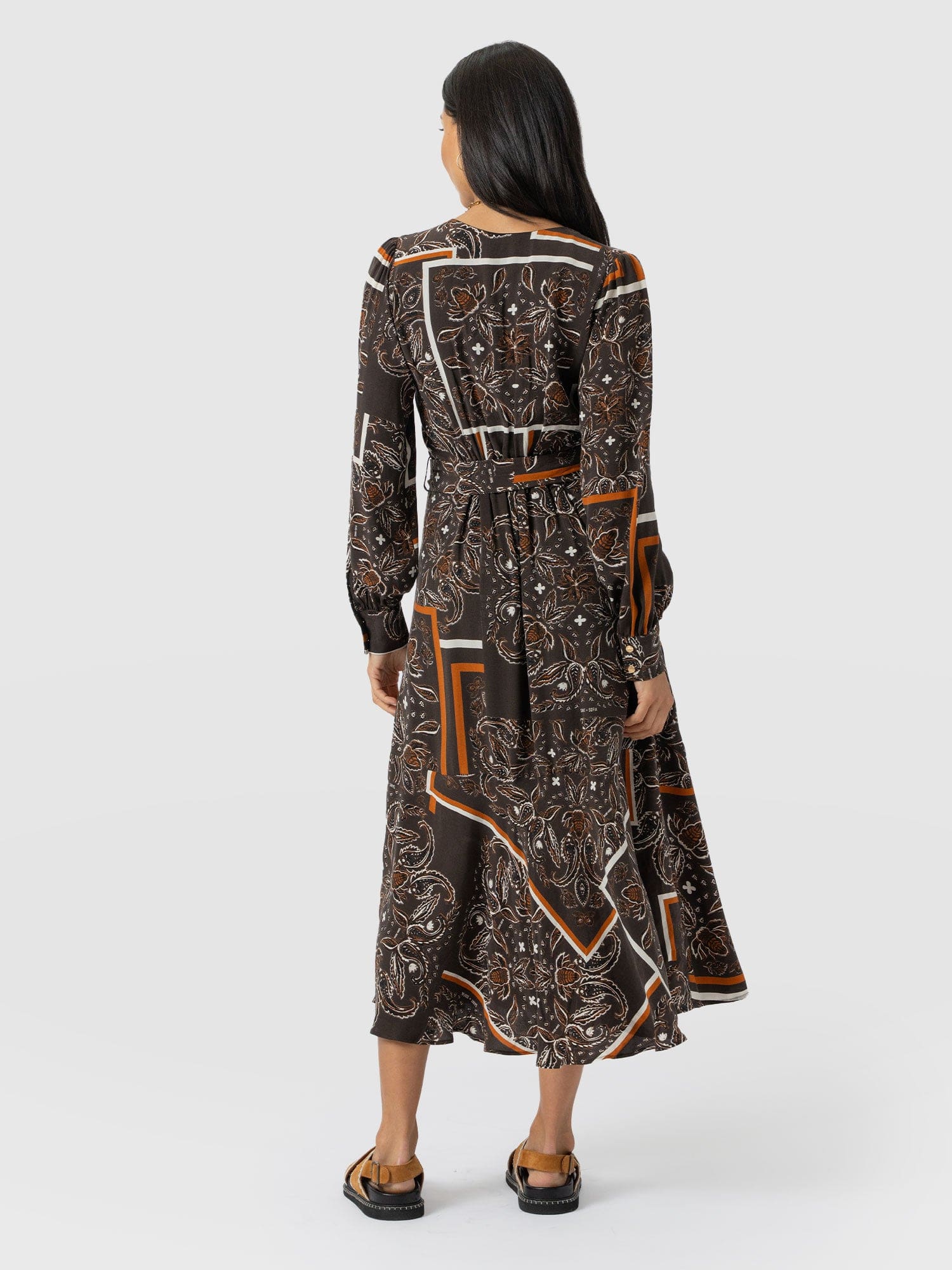 Naya V Neck Dress - Brown Paisley - Women's Dresses | Saint + Sofia? EU